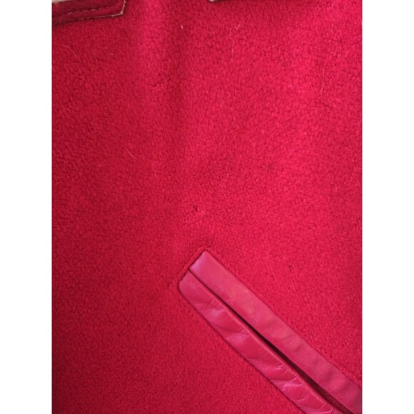 Vintage Men's Sz Large Red Varsity Letterman Leather Sleeves Bomber Jacket Coat - Picture 16 of 16
